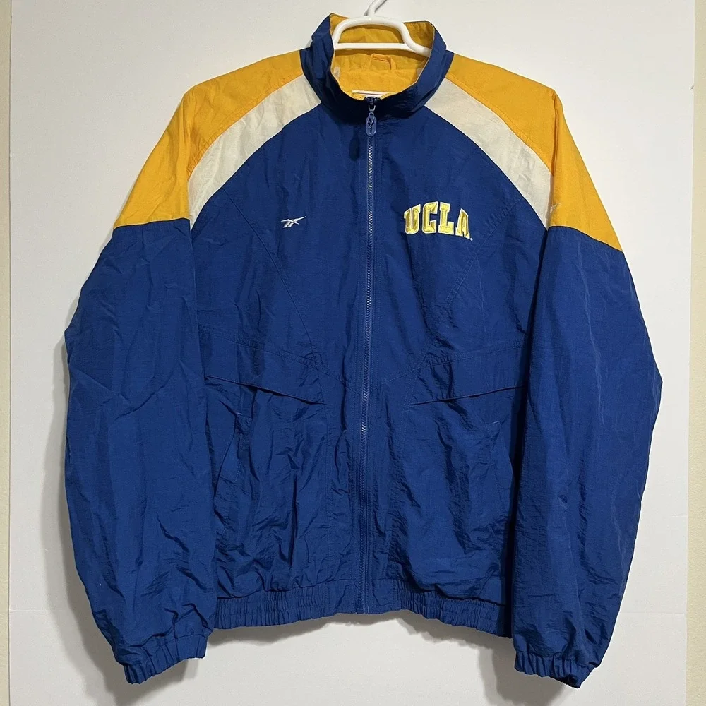 Vintage Reebok UCLA Bruins Nylon Full Zip Windbreaker Jacket unisex MEDIUM Blue